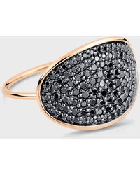 Ginette NY - 18k Gold Black Diamond Large Sequin Ring, Size 7 - Lyst