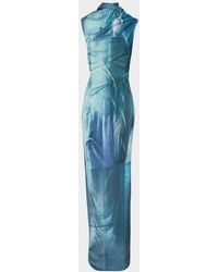 Jean Paul Gaultier - Long Draped Aqua Dress - Lyst