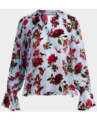 Alice + Olivia - Moranne Semi-Sheer Blouse - Lyst