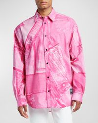 Versace - Patched Denim-Print Button-Down Shirt - Lyst