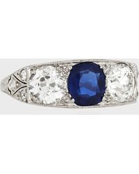 NM Estate - Estate Edwardian Three-stone Sapphire & Diamond Ring, Size 5.5 - Lyst