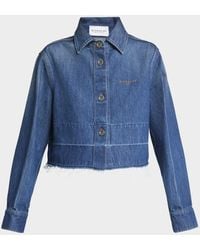 Givenchy - Cropped Raw-Edge Cotton Denim Jacket - Lyst