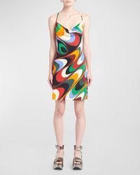 Emilio Pucci - Abstract-Print Cowl-Neck Open-Back Mini Dress - Lyst