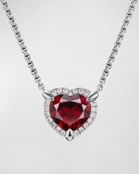 David Yurman - Chatelaine Heart Pendant Necklace With Gemstone And Diamonds In Silver, 10.3mm - Lyst
