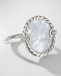 David Yurman Dy Elements Ring With Mother-of-pearl And Pave Diamonds - Metallic