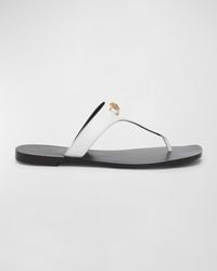 Versace - Medusa Leather Flat Thong Sandals - Lyst