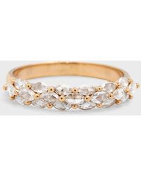 64 Facets - 18k Yellow Gold Marquise Diamond Half Eternity Band Ring, Size 6.75 - Lyst
