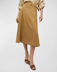 Veronica Beard - Arwen Belted Linen-Blend Midi Skirt - Lyst