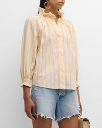 Finley - Fiona Striped Seersucker Cotton Shirt - Lyst