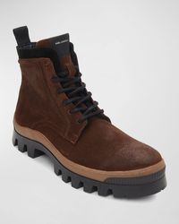 Karl Lagerfeld - Lug-Sole Suede Combat Boots - Lyst
