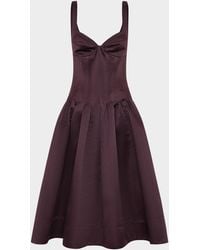 Nicholas Makenna Drop Waist Corset Linen Midi Dress in White | Lyst