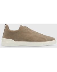ZEGNA - Triple Stitchtm Slip-on Suede Low-top Sneakers - Lyst