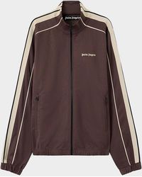 Palm Angels - Apos;S Logo Striped Zip-Front Jacket - Lyst
