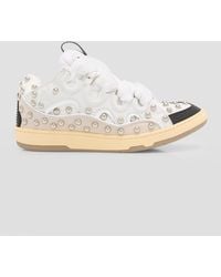 Lanvin - Curb Mesh And Leather Low-Top Sneakers - Lyst