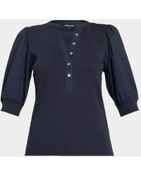 Veronica Beard - Coralee Puff Sleeve Button-Front Top - Lyst