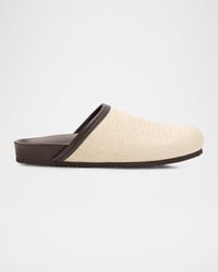 Brunello Cucinelli - Monili Leather-Trimmed Raffia Mules - Lyst