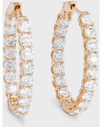 Neiman Marcus - 18k Yellow Gold Diamond Oval Hoop Earrings, 5.1tcw - Lyst