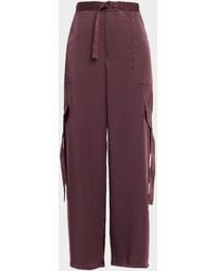 LAPOINTE - Lightweight Satin Belted Wide-Leg Utility Pants - Lyst