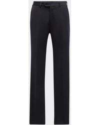 Emporio Armani - Basic Flat-Front Wool Trousers - Lyst