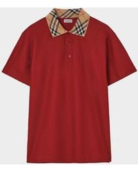 Burberry - Apos;S Evan Check-Collar Cotton Polo Shirt - Lyst
