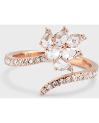 64 Facets - 18k Rose Gold Diamond Lotus Ring - Lyst