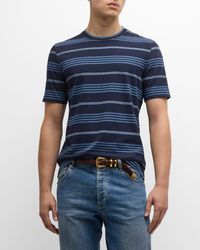 Brunello Cucinelli - Cotton Stripe Crewneck T-Shirt - Lyst