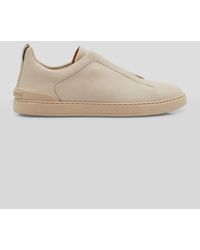 Zegna - Triple Stitchtm Slip-on Leather Low-top Sneakers - Lyst