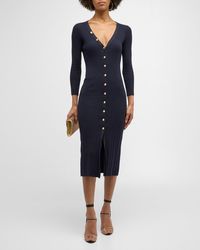 L'Agence - Kyra Button-Front Duster Midi Dress - Lyst