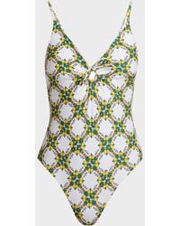 MILLY - Lemon Tile Ring One-Piece Swimsuit - Lyst