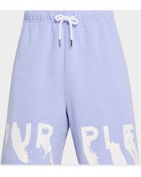 Purple - Apos;S Painted Wordmark Cotton Fleece Shorts - Lyst