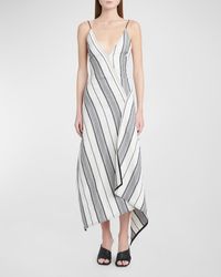 Ferragamo - Asymmetric Striped Backless Midi Dress - Lyst