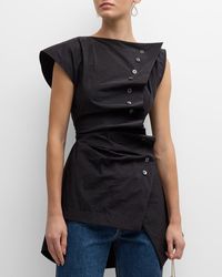 Christopher John Rogers - Pleated Button-Front Blouse With Lace-Up Back - Lyst