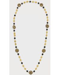 Dolce & Gabbana - 18k Yellow Gold Black Jade And Black Sapphires Necklace, 80cm - Lyst