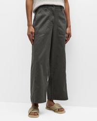 Eileen Fisher - Cropped Wide-Leg Hemp-Cotton Pants - Lyst