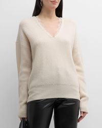Brochu Walker - Ava Ribbed Lace-Trim Wool-Cashmere Sweater - Lyst