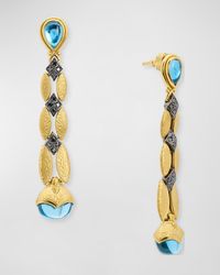 Konstantino - 18k Black Diamond Swiss Blue Topaz Drop Earrings - Lyst