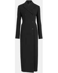 Alaïa - Wool Crepe Double-Breasted Tailored Coat - Lyst