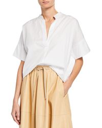 Vince Drawstring Popover Blouse - White