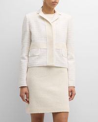 St. John - Featherweight Sequin Tweed And Textured Open Weave Jacket - Lyst