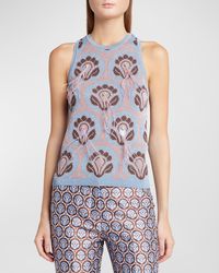 Etro - Crystal Feather Embellished Foulard Knit Tank Top - Lyst