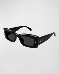 Alexander McQueen - Studded Acetate Rectangle Sunglasses - Lyst