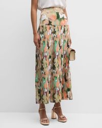 Misook - Pleated Watercolor-print A-line Maxi Skirt - Lyst