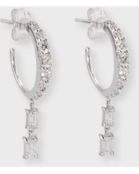 Lana Jewelry - Flawless Graduating Huggie Earrings With Dangling Emerald-cut Diamonds - Lyst