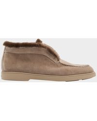Santoni - Fortune Shearling Suede Loafer Booties - Lyst