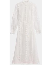 Zimmermann - Aster Lace Panel Embroidered Midi Dress - Lyst
