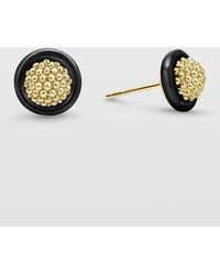 Lagos - 18k Gold And Black Caviar 9mm Stud Earrings - Lyst