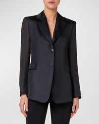 Akris - Taddeo Sheer Silk Gauze Tailored Blazer Jacket - Lyst