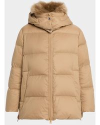 Yves Salomon - Down Jacket With Removable Hood & Shearling Trim - Lyst
