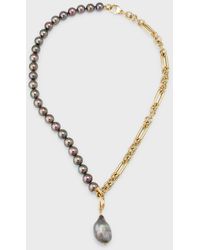 Pearls By Shari - 18k Yellow Gold And Tahitian Pearl Necklace - Lyst