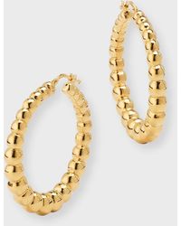 Lisa Nik - 18k Yellow Gold Beaded Hoop Earrings - Lyst
